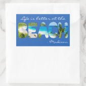 Sticker Rectangulaire Texte et couleur personnalisés BEACH (Sac)
