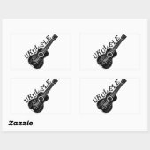 Sticker Rectangulaire Texte Et Image Ukulele (Feuille)