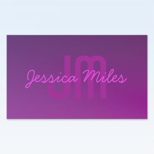 Sticker Rectangulaire Texte Monogrammé Moderne Éditable & Ombre Violet
