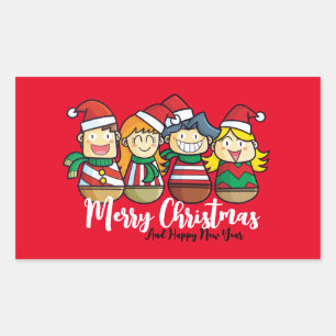 Sticker Rectangulaire Texte personnalisé Amitié adorable Joyeux Noël