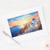 Sticker Rectangulaire Texte personnalisé Coucher de soleil Santorin Grèc (Enveloppe)