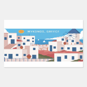 Sticker Rectangulaire Texte personnalisé Mykonos Grèce