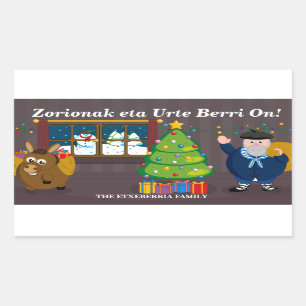 Sticker Rectangulaire Texte personnalisé, Olentzero Navidad / Scène de N