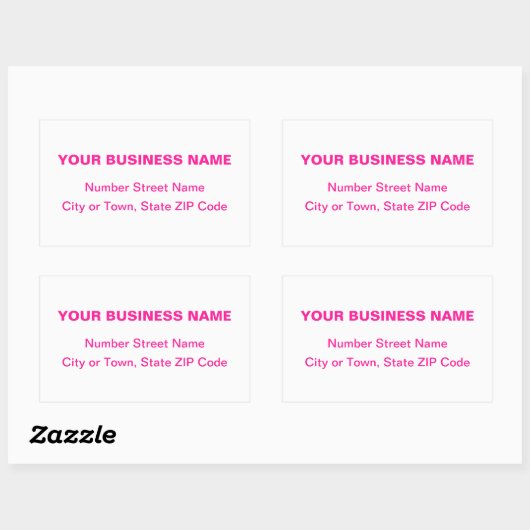 Sticker Rectangulaire Texte rose clair Adresse professionnelle sur blanc (Feuille)