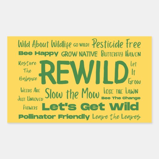 Sticker Rectangulaire Texte sauvage Jaune avec vert (Devant)