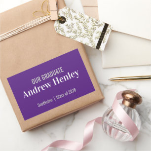 Sticker Rectangulaire Texte simple Purple Graduation Party Favoriser