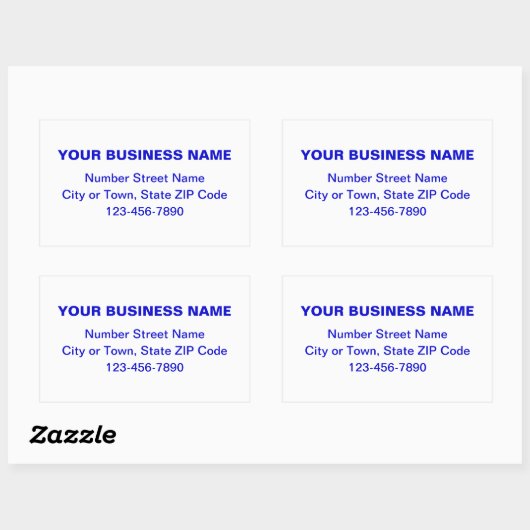 Sticker Rectangulaire Textes bleus minimaux de la marque sur blanc (Feuille)