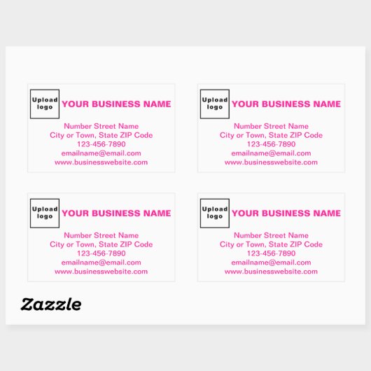 Sticker Rectangulaire Textes de marque commerciale rose sur blanc (Feuille)