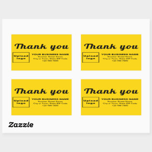 Sticker Rectangulaire Textes de Merci d'entreprise sur Jaune