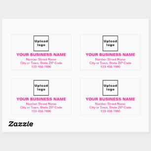 Sticker Rectangulaire Textes minimaux de marque commerciale rose sur bla