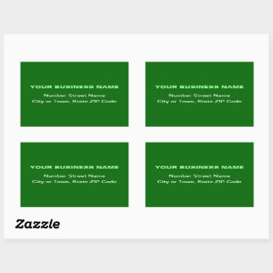 Sticker Rectangulaire Textes ordinaires Adresse professionnelle sur Vert
