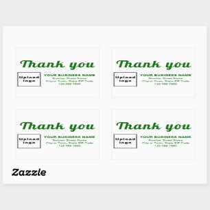 Sticker Rectangulaire Textes verts du Merci d'affaires sur blanc