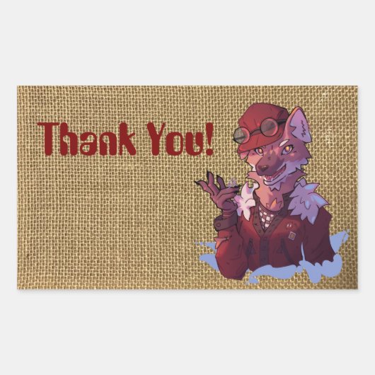 Sticker Rectangulaire Thank You wolf (Devant)