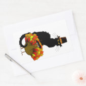 Sticker Rectangulaire Thanksgiving Le Conversation Noir avec le pèlerin  (Enveloppe)