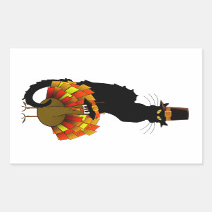 Sticker Rectangulaire Thanksgiving Le Conversation Noir avec le pèlerin
