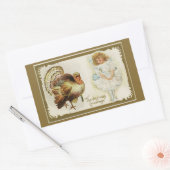 Sticker Rectangulaire Thanksgiving Turquie et petite fille (Enveloppe)