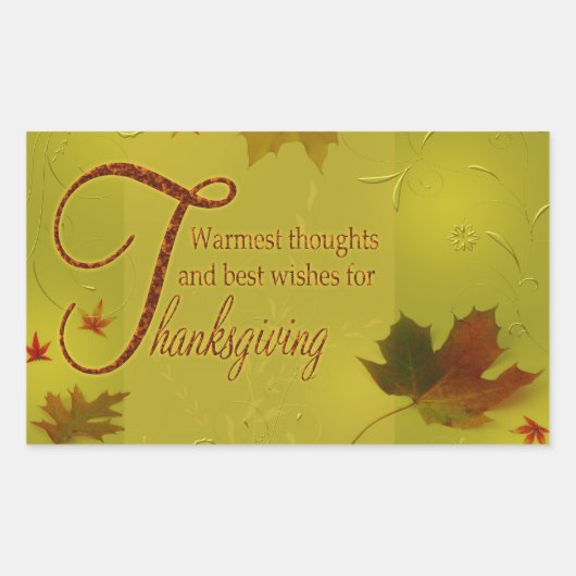 Sticker Rectangulaire Thanksgiving veut typographie Feuilles (Devant)