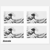 Sticker Rectangulaire The Great Wave / High-contrast Black & White (Feuille)