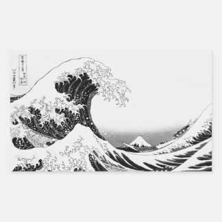 Sticker Rectangulaire The Great Wave / High-contrast Black & White