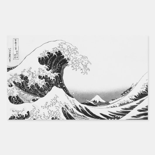 Sticker Rectangulaire The Great Wave / High-contrast Black & White (Devant)
