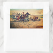 Sticker Rectangulaire The Herd Quitter (par C. M. Russell, c. 1897) (Sac)