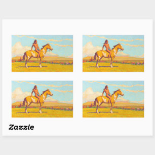 Sticker Rectangulaire The Pony Boy, 1920 par Maynard Dixon