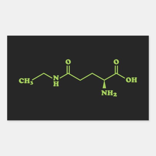 Sticker Rectangulaire Thé Théanine Formule chimique moléculaire (Devant)