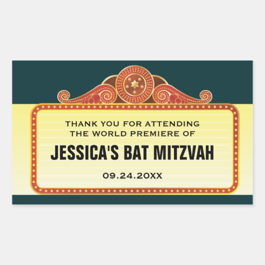 Sticker Rectangulaire Theater Marquee Bar Bat mitzvah (Devant)