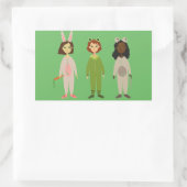 Sticker Rectangulaire Thème des amies en pyjama pour filles mignonnes (Sac)