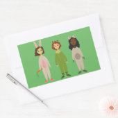 Sticker Rectangulaire Thème des amies en pyjama pour filles mignonnes (Enveloppe)
