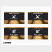 Sticker Rectangulaire Thème or et noir, rectangulaire 50e anniversaire (Feuille)
