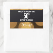 Sticker Rectangulaire Thème or et noir, rectangulaire 50e anniversaire (Sac)