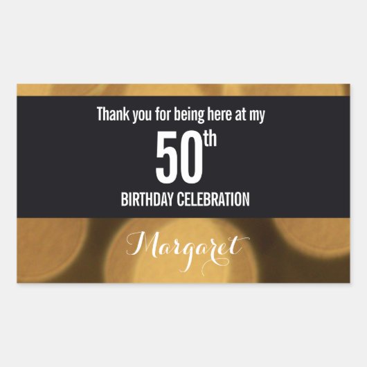 Sticker Rectangulaire Thème or et noir, rectangulaire 50e anniversaire (Devant)