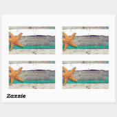 Sticker Rectangulaire Thème Plage Starfish Mariage Rustique (Feuille)