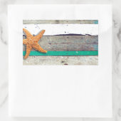 Sticker Rectangulaire Thème Plage Starfish Mariage Rustique (Sac)