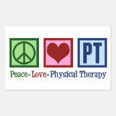 Sticker Rectangulaire Thérapie physique mignonne Peace Love PT (Devant)