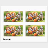 Sticker Rectangulaire Three Bulldogs in Costumes (Feuille)