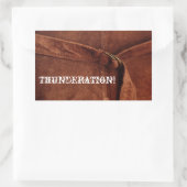 Sticker Rectangulaire THUNDERATION ! ancienne police blanche sur Suede P (Sac)