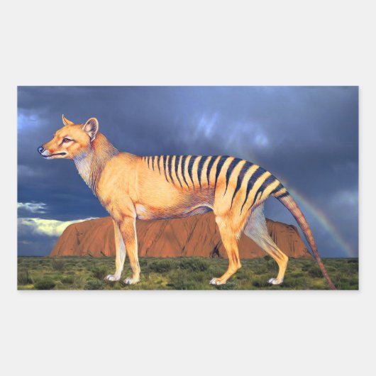 Sticker Rectangulaire Thylacine (Tigre de Tasmanie) (Devant)
