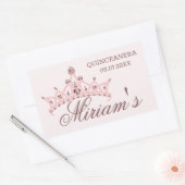 Sticker Rectangulaire Tiara, perles, pierres précieuses en forme de coeu (Enveloppe)
