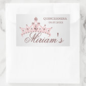 Sticker Rectangulaire Tiara, perles, pierres précieuses en forme de coeu (Sac)