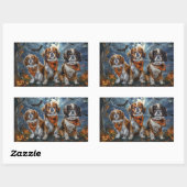 Sticker Rectangulaire Tibetan Spaniel Halloween Épouvantable (Feuille)