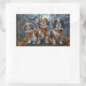 Sticker Rectangulaire Tibetan Spaniel Halloween Épouvantable (Sac)