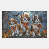 Sticker Rectangulaire Tibetan Spaniel Halloween Épouvantable (Devant)