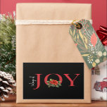 Sticker Rectangulaire TIGES DE JOY RED CHRISTMAS POINSETTIA sur NOIR,<br><div class="desc">Venez dans l'esprit de Noël avec ce design simple mais magnifique Tidings of Joy avec un joli poinsettia de Noël rouge traditionnel.</div>
