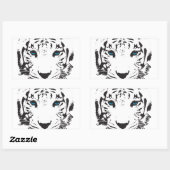 Sticker Rectangulaire Tigre blanc aux yeux bleus (Feuille)