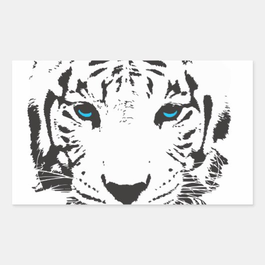 Sticker Rectangulaire Tigre blanc aux yeux bleus (Devant)