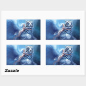 Sticker Rectangulaire Tigre blanc volant avec l'ange (Feuille)