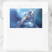Sticker Rectangulaire Tigre blanc volant avec l'ange (Sac)