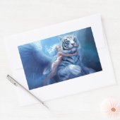 Sticker Rectangulaire Tigre blanc volant avec l'ange (Enveloppe)